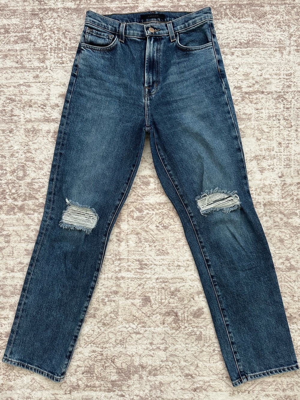 J Brand Jules High Rise Straight Leg Jeans Finesse Destruct Distressed Size 26
